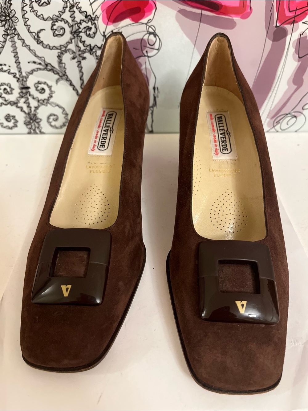 Valleverde "Moda Comoda" Brown Suede Pumps – Made in Italy – Size 37.5 (US 7)